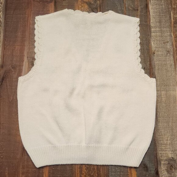 VINTAGE WOMENS CARDIGAN SWEATER VEST WITH FLORAL EMBROIDERING - Picture 3 of 7